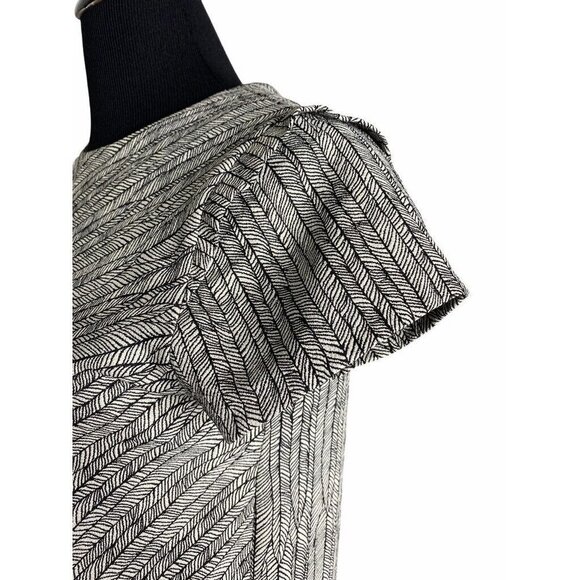 Zara Basic Collection Womens‎ Shift Dress White Black Herringbone Crew Neck M - Picture 4 of 10